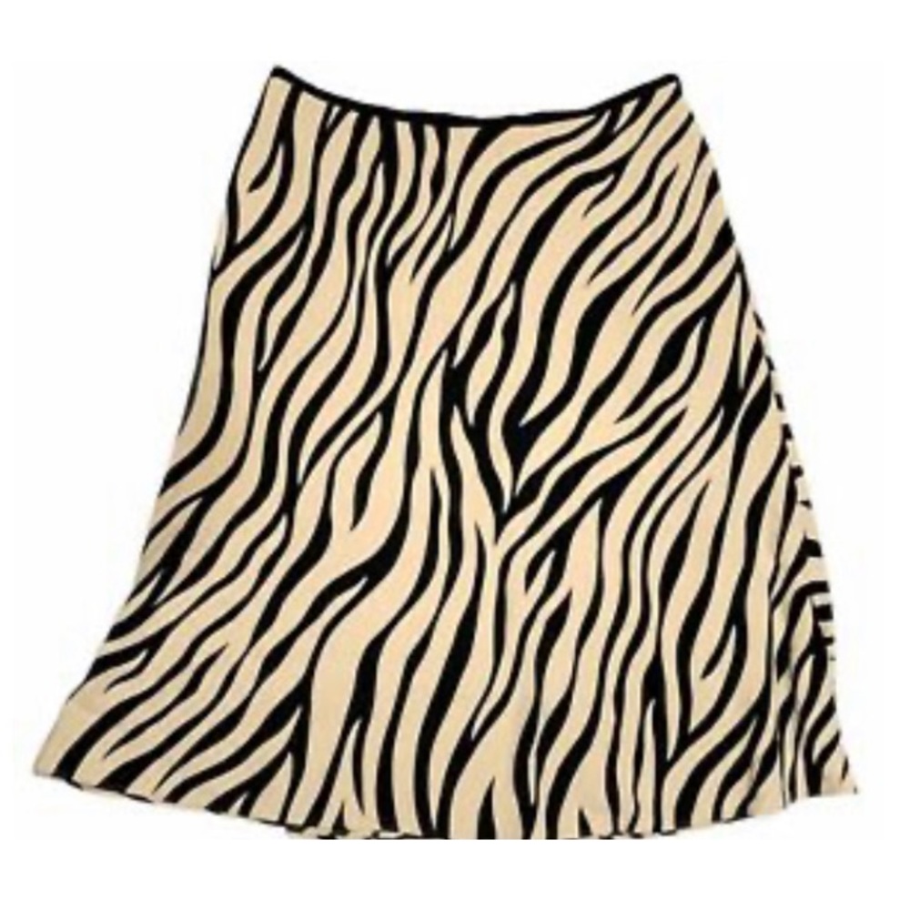 Ann Taylor Animal Print Beige And Black Flowy Knee Length Skirt Size 0 NWT